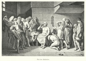 Antik Yunan filozofu Sokrates'in ölümü, MÖ 399 (gravür) by German School