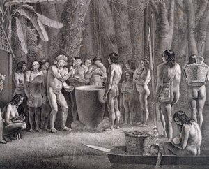 Coroados kabilesinin içki festivali, 1835-50 dolayları by German School