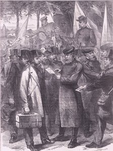 Paris'ten ayrılan İngiliz sakinleri, Cassells History of the War Fransa ve Almanya arasındaki Cassell ve Company Limited tarafından yayınlandı, c.1890 (litho) by German School