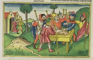 Çıkış 12 Nürnberg İncilinden (Biblia Sacra Germanaica) İlk Fısıh (renkli gravür) by German School