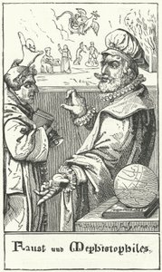 Faust ve Mephistopheles (gravür) by German School