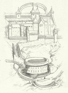 Carcassonne, Fransa tahkimatı (gravür) by German School