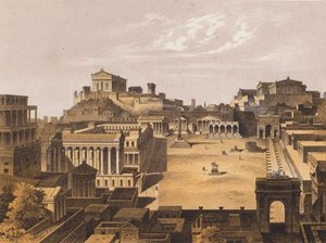 Forum, Antik Roma (renkli lito) by German School