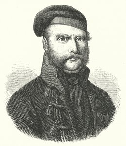 Frederick William, Brunswick-Wolfenbuttel Dükü, Napolyon Savaşları'nda Almanya'yı işgalleri sırasında Kara Brunswicker'ları Fransızlara karşı yöneten Alman askeri (gravür) by German School