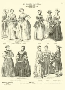 Fransız ve Alman Burjuva kadın kostümleri, 18. yüzyıl sonu by German School