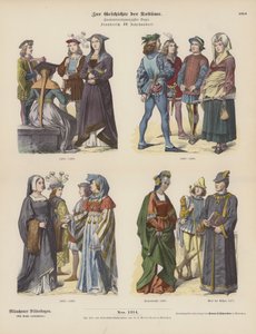 15. yüzyılın Fransız kostümleri (renkli gravür) by German School