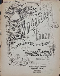 Johannes Brahms (1833-1897) tarafından Macar Dansları (Macar Dansı) Frontispiece by German School