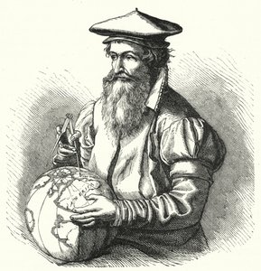 Gerardus Mercator, Flaman coğrafyacı ve haritacı (gravür) by German School