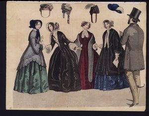 Alman moda levhası, 19. yüzyıl ortası (renkli gravür) by German School