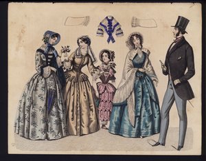 Alman moda levhası, 19. yüzyıl ortası (renkli gravür) by German School