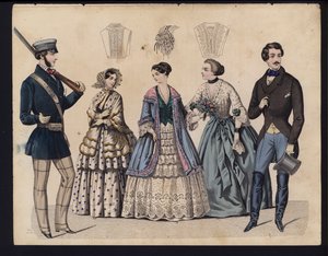 Alman moda levhası, 19. yüzyıl ortası (renkli gravür) by German School