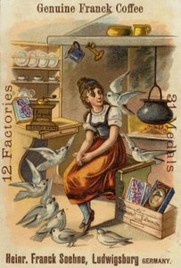 Güvercinli kız, hakiki Franck kahvesinin reklamını yapıyor by German School