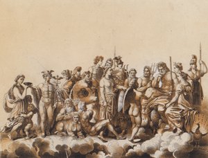 Klasik Çağ Tanrıları (renkli taş baskı) by German School