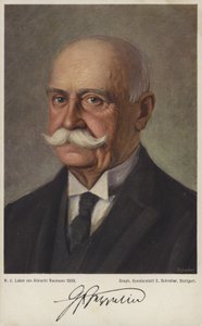 Graf Ferdinand von Zeppelin, Alman zeplin tasarımcısı ve yapıcısı (renkli taş) by German School