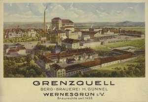 Grenzquell Bira Fabrikası, Wernesgrun, Saksonya, Almanya (renkli taş) by German School