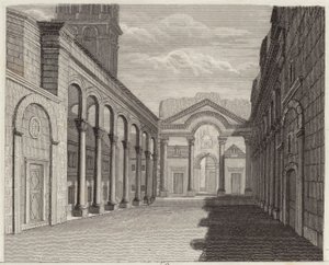 Roma İmparatoru Diocletianus Sarayı Salonu, Spalato (Split, Hırvatistan). Bilder-Atlas için İllüstrasyon (gravür) by German School