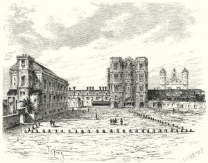 Hampton Court Sarayı, Thames üzerine Richmond (gravür) by German School