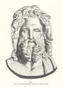 Zeus'un başı, Antik Yunan tanrısı (gravür) by German School