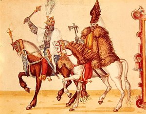 On altıncı yüzyılın sonunda Osmanlı sarayında Macar soyluları (kağıt üzerine suluboya) by German School