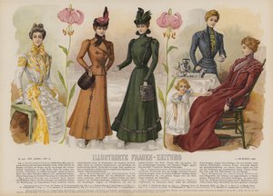 Illustrirte Frauen-Zeitung (renkli taş) için çizim by German School