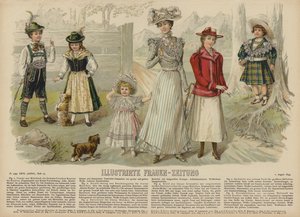Illustrirte Frauen-Zeitung (renkli taş) için çizim by German School