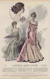 Illustrirte Frauen-Zeitung (renkli taş) için çizim by German School