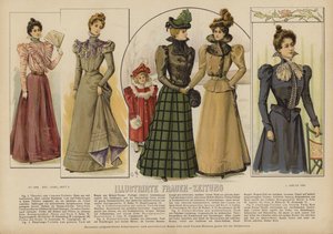 Illustrirte Frauen-Zeitung (renkli taş) için çizim by German School