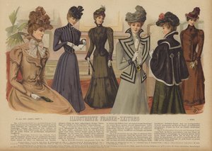 Illustrirte Frauen-Zeitung (renkli taş) için çizim by German School