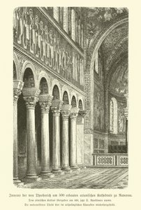 Sant'Appolinare Nuovo Bazilikası'nın iç kısmı, Ravenna, İtalya (gravür) by German School
