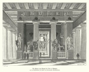 Olympia'daki Zeus Tapınağı'nın içi, Antik Yunanistan (gravür) by German School