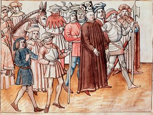 Jan Hus yakalanır ve kazığa mahkum edilir (Minyatür by German School
