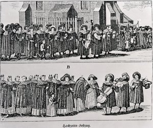 Yahudi Karnaval Alayı (gravür) (bw fotoğraf) by German School