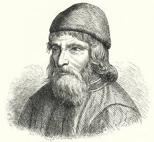 Johannes Trithemius, Alman Benedictine başrahip ve bilge (gravür) by German School