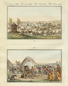 Kalmyks (renkli gravür) by German School