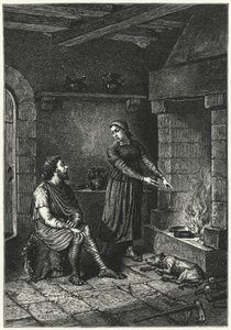 Kral Alfred ve yanmış kekler (gravür) by German School