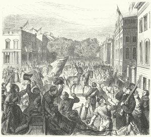 Prusya Kralı Frederick William IV, ayaklanmalarda öldürülen sivillerin toplu cenazesine katılmak için Berlin Üniversitesi