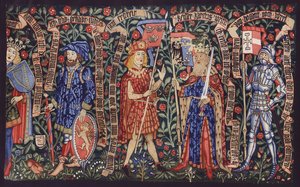 Krallar, soylular ve şövalyeler, duvar halısı, Basel, c.1490 (renkli lito) by German School