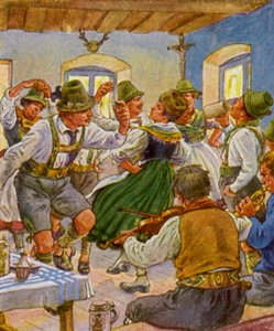 Kirchweihtanz / Kilise Festivali Dansı (renkli taş baskı) by German School
