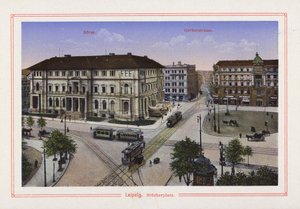Leipzig, Blucherplatz (renkli taş baskı) by German School
