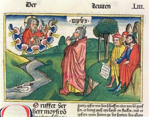 Levililer 1 1-7 Nürnberg İncilinden (Biblia Sacra Germanaica) Teklifler Yasası (renkli gravür) by German School