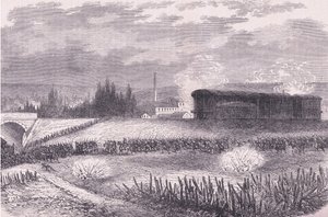 Lokomotif pilleri çalışırken, Cassells History of the War Fransa ve Almanya arasındaki Cassell ve Company Limited tarafından yayınlandı, c.1890 (litho) by German School