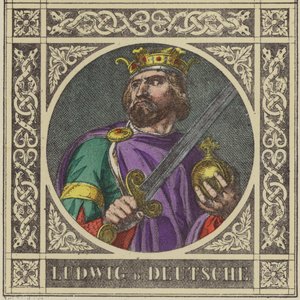 Ludwig D Deutsche, 840-876 (renkli gravür) by German School