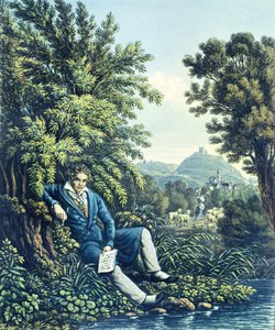 Ludwig van Beethoven nehir kenarında by German School