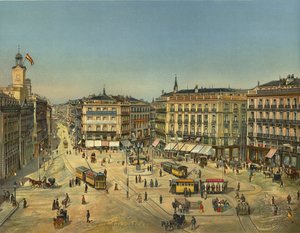 Madrid, Puerta Del Sol (chromolitho) by German School