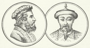 Marco Polo ve Kubilay Han (gravür) by German School