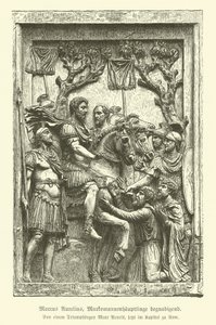 Marcus Aurelius, Marcomannic şeflerini affediyor (gravür) by German School