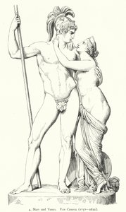 Mars ve Venüs, İtalyan Neoklasik heykeltıraş Antonio Canova tarafından mermer heykel (gravür) by German School