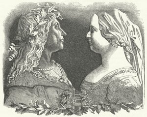 Matthias Corvinus, Macaristan Kralı ve kraliçesi, Napoli Beatrice (gravür) by German School
