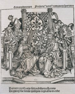 Papa Pius II ile Almanya İmparatoru Frederick III arasındaki görüşme (gravür) by German School
