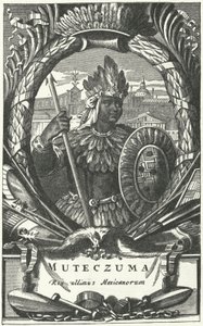 Montezuma II, Aztek İmparatoru (gravür) by German School